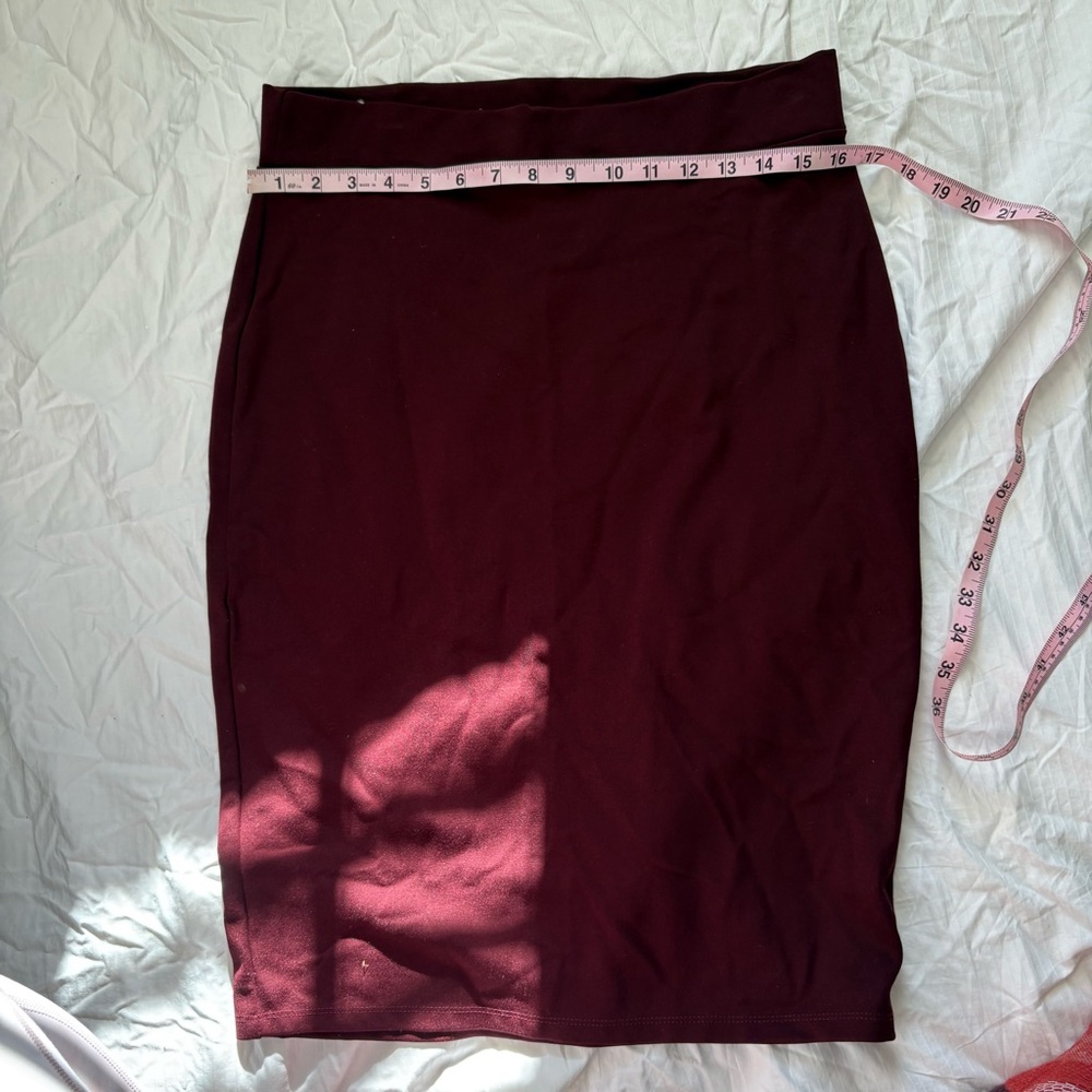 Elegant Burgundy Skirt Stretchy XL Maroon